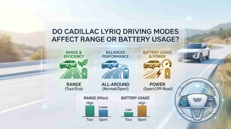 do the driving modes in cadillac lyriq offer different ranges or battery usages?